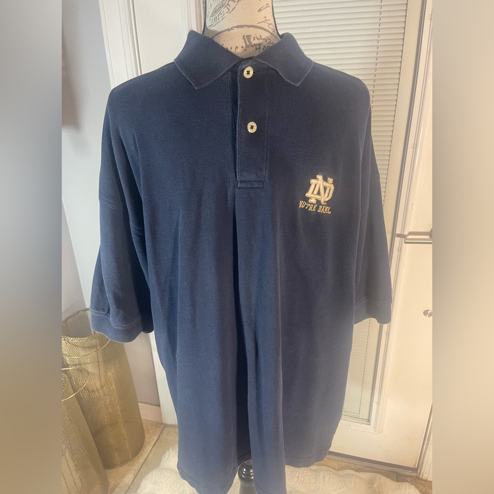 XL Vintage 90's‎ Crable Sportswear Norte Dame Foootball Polo Navy Embroidered